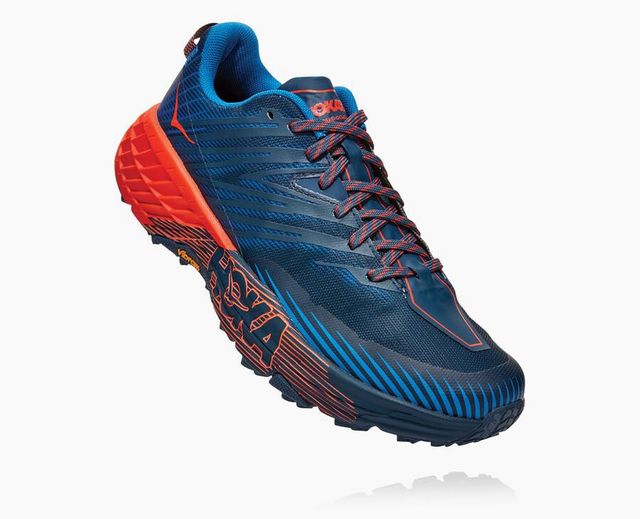 Hoka One One Trailsko Herre - Speedgoat 4 - Blå/Rød - 680532OEB